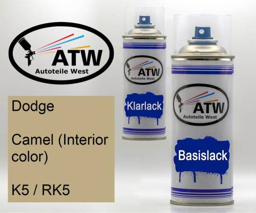 Dodge, Camel (Interior color), K5 / RK5: 400ml Sprühdose + 400ml Klarlack - Set, von ATW Autoteile West.